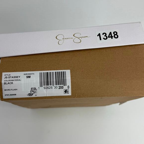 NEW Jessica Simpson Stassey Strappy Block Heels Size 9 Black Glitter Sandals NWT - Picture 7 of 7